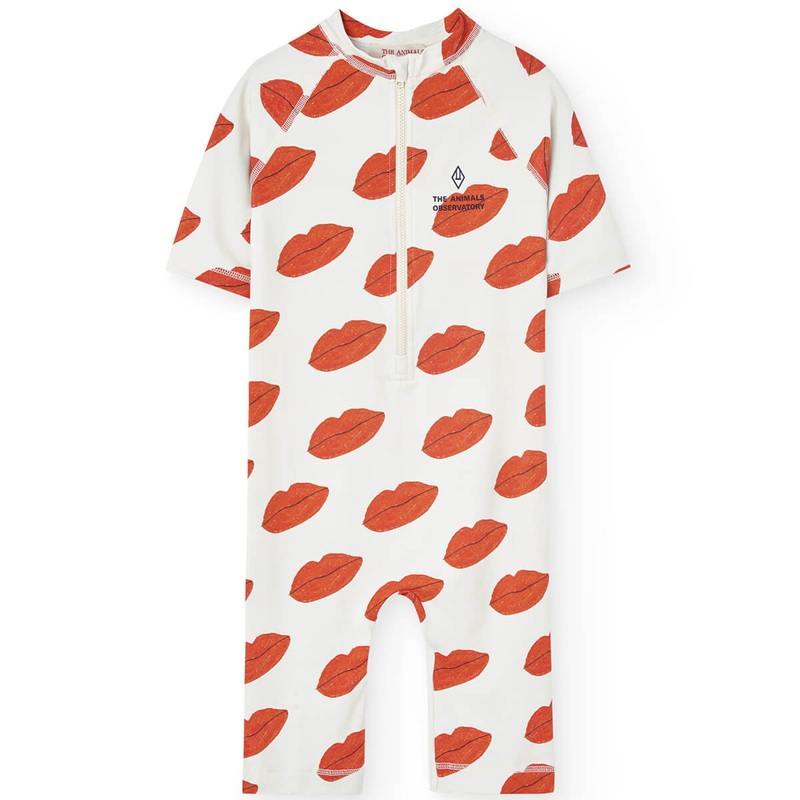 Caterpillar Kids Swimsuit in White by The Animals Observatory